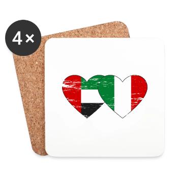 United Arab Emirates Italy Flag Heart - Coasters (set of 4) - white - Front