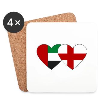 Vereinigte Arabische Emirate England Flagge Herz - Untersetzer (4er-Set) - Weiß - Vorne