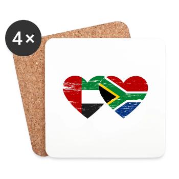 Vereinigte Arabische Emirate Südafrika Flagge Herz - Untersetzer (4er-Set) - Weiß - Vorne