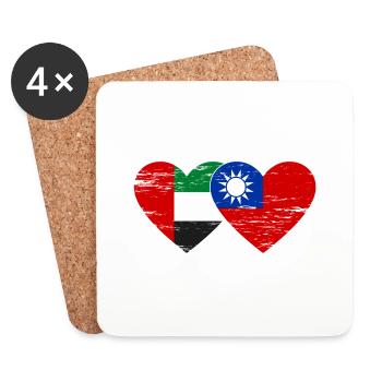 Vereinigte Arabische Emirate Taiwan Flagge Herz - Untersetzer (4er-Set) - Weiß - Vorne