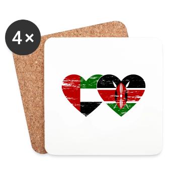 Vereinigte Arabische Emirate Kenia Flagge Herz - Untersetzer (4er-Set) - Weiß - Vorne