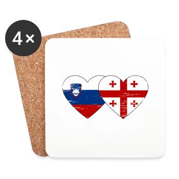 Slovénie Drapeau de la Géorgie coeur utilisé - Dessous de verre (lot de 4) - blanc - Devant