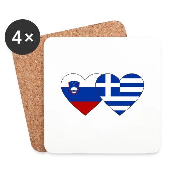 Slovénie Grèce Drapeau Coeur - Dessous de verre (lot de 4) - blanc - Devant