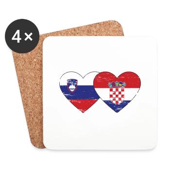 Slovenia Croatia Flag Heart used - Coasters (set of 4) - white - Front