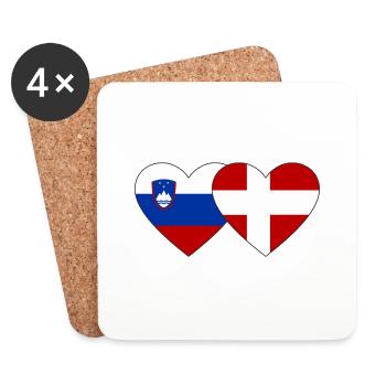 Slovenia Denmark Flag Heart - Coasters (set of 4) - white - Front
