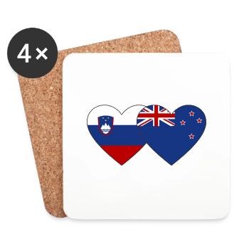 Slowenien Neuseeland Flagge Herz - Untersetzer (4er-Set) - Weiß - Vorne