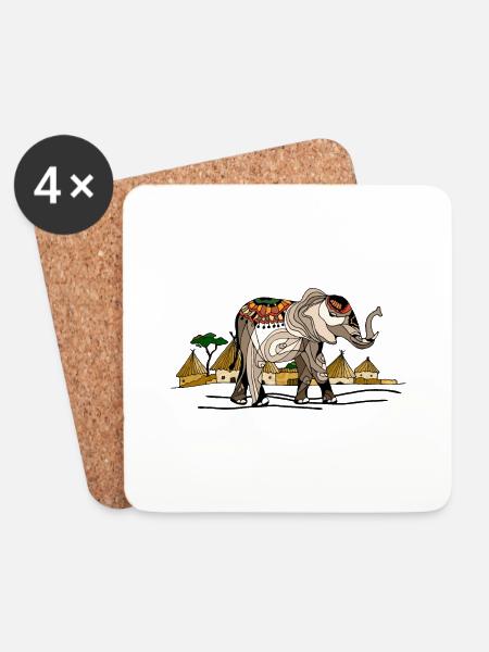 Elefant - Untersetzer (4er-Set) - Weiß