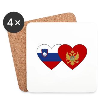 Slovenia Montenegro Flag Heart - Coasters (set of 4) - white - Front