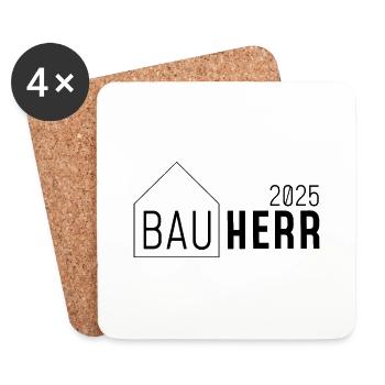 Bauherr 2025 - mit Haus - Untersetzer (4er-Set) - Weiß - Vorne