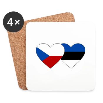 Czech Republic Estonia Flag Heart - Coasters (set of 4) - white - Front