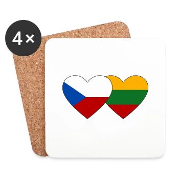 Tschechien Litauen Flagge Herz - Untersetzer (4er-Set) - Weiß - Vorne
