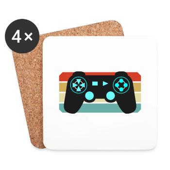 Vintage Retro Gaming Controller - Untersetzer (4er-Set) - Weiß - Vorne