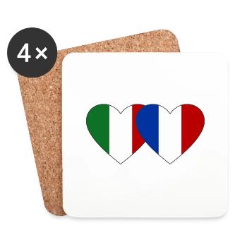 Italy France Flag Heart - Coasters (set of 4) - white - Front