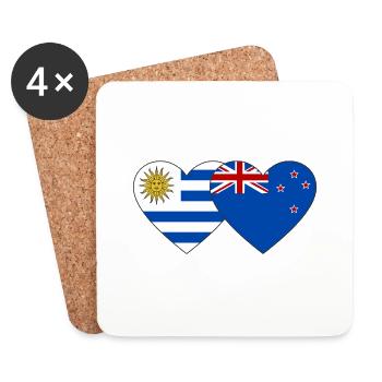 Uruguay New Zealand Flag Heart - Coasters (set of 4) - white - Front