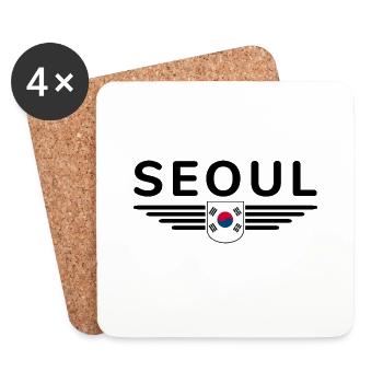 Seoul Fan-T-Shirt für Korea-Liebhaber - Untersetzer (4er-Set) - Weiß - Vorne