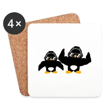 2 Penguins Bodybuilder Lunettes de soleil Casque Équipe - Dessous de verre (lot de 4) - blanc - Devant