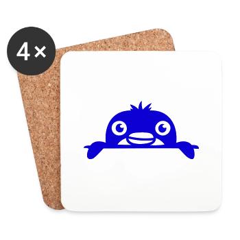 Petit pingouin jetant un coup d’œil doux de derrière le mur enfant - Dessous de verre (lot de 4) - blanc - Devant