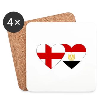 Angleterre Égypte Drapeau Mains Coeur Forme - Dessous de verre (lot de 4) - blanc - Devant