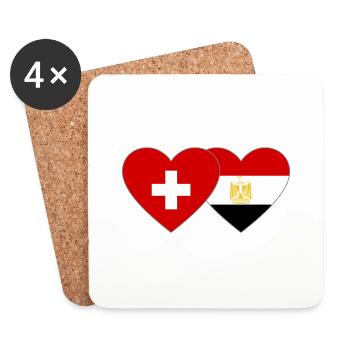 Suisse Égypte Drapeau Mains Coeur Forme - Dessous de verre (lot de 4) - blanc - Devant