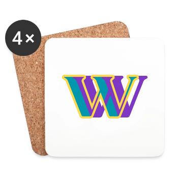 Mehrfarbiger Buchstabe w - Untersetzer (4er-Set) - Weiß - Vorne