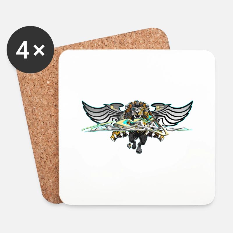 Löwe - Untersetzer (4er-Set) - Weiß