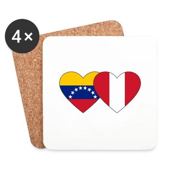 Venezuela Peru Flag Hands Heart Shape - Coasters (set of 4) - white - Front