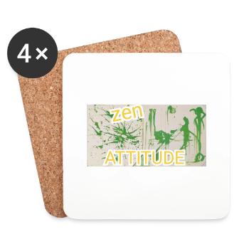 Abstract painting zen attitude, green, buddhism - Coasters (set of 4) - white - Front
