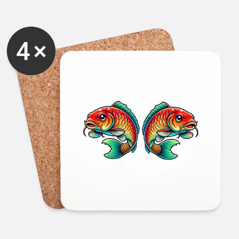 Fisch Karpfen - Untersetzer (4er-Set) - Weiß