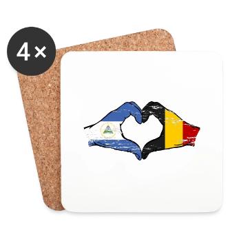 Nicaragua Belgien Flagge Hände Herzform used - Untersetzer (4er-Set) - Weiß - Vorne