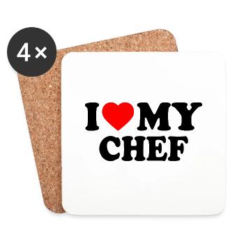 I love my chef - Untersetzer (4er-Set) - Weiß - Vorne