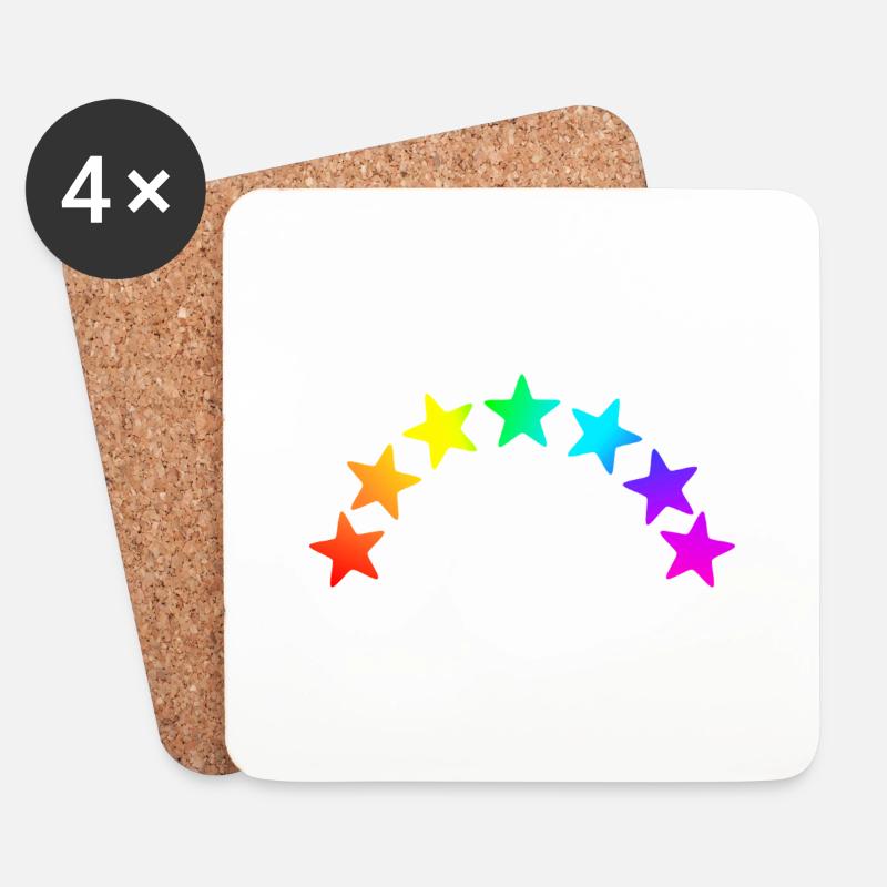 bunte Sterne - Regenbogen Farbverlauf - Untersetzer (4er-Set) - Weiß