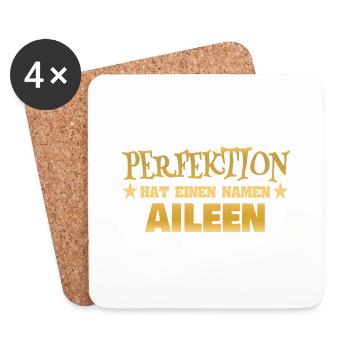 Nom de la femme Aileen - Dessous de verre (lot de 4) - blanc - Devant