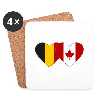 Belgique Canada Drapeau Coeur - Dessous de verre (lot de 4) - blanc - Devant