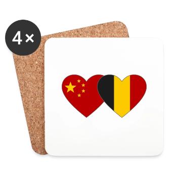 China Belgium Flag Heart - Coasters (set of 4) - white - Front