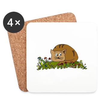 Cat - Coasters (set of 4) - white - Front