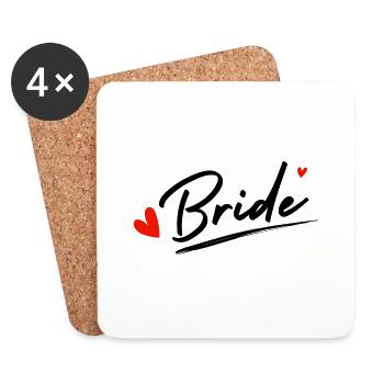 Brautherzen - Brautgeschenk - Untersetzer (4er-Set) - Weiß - Vorne