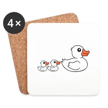3 Canards Famille Maman Maman Deux Enfants Bébé Papa - Dessous de verre (lot de 4) - blanc - Devant