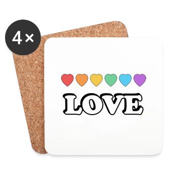 Coeurs arc-en-ciel d’amour - Dessous de verre (lot de 4) - blanc - Devant