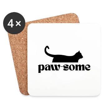 Paw-Some! T shirt for all cat fans - Coasters (set of 4) - white - Front