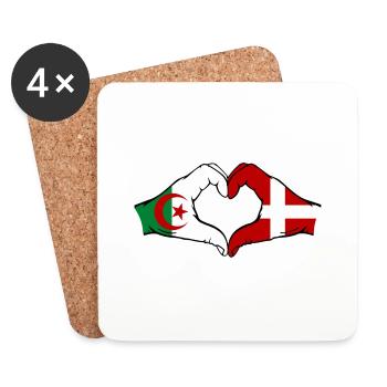Algerien Dänemark Flagge Hände Herzform - Untersetzer (4er-Set) - Weiß - Vorne