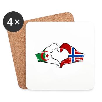 Algerien Norwegen Flagge Hände Herzform used - Untersetzer (4er-Set) - Weiß - Vorne