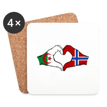 Algeria Norway Flag Hands Heart Shape - Coasters (set of 4) - white - Front