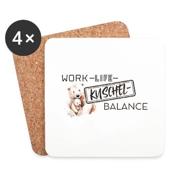 Work-life cuddle balance - Coasters (set of 4) - white - Front