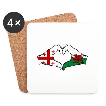 Georgien Wales Flagge Hände Herzform - Untersetzer (4er-Set) - Weiß - Vorne