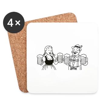 M. Bier und Frau Bier - Dessous de verre (lot de 4) - blanc - Devant