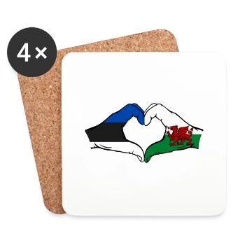 Estonia Wales Flag Hands Heart Shape - Coasters (set of 4) - white - Front