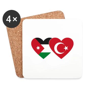 Jordanie Turquie Drapeau Coeur - Dessous de verre (lot de 4) - blanc - Devant