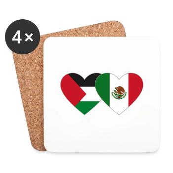 Palestine Mexique Drapeau Coeur - Dessous de verre (lot de 4) - blanc - Devant