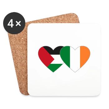 Drapeau de la Palestine et de l’Irlande - Dessous de verre (lot de 4) - blanc - Devant