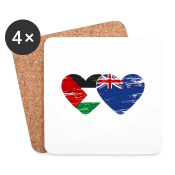 Palestine New Zealand flag heart used - Coasters (set of 4) - white - Front